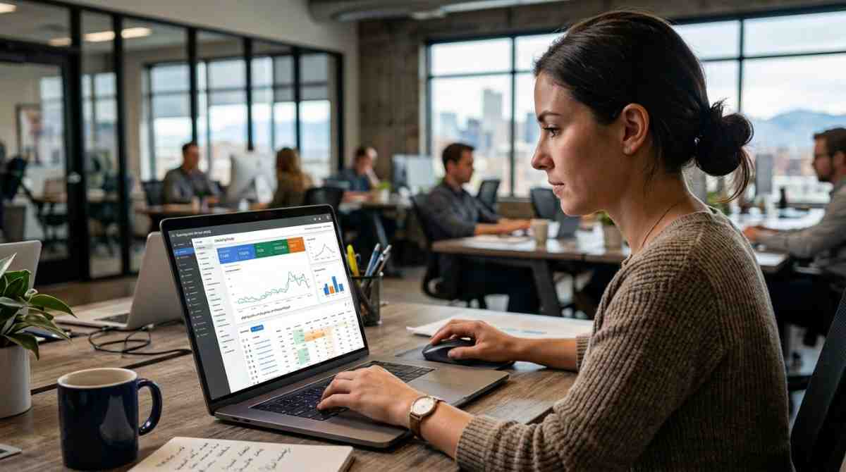 Digital marketer analyzing Google Ads campaign performance