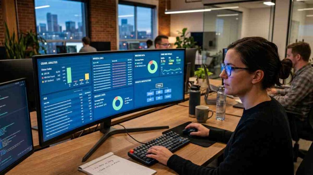 SEO team analyzing Denver local search visibility